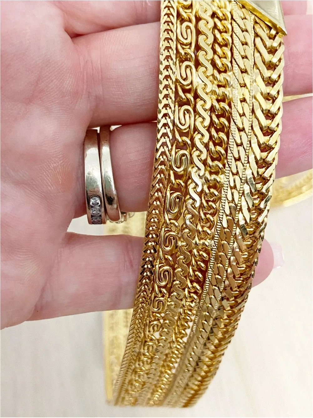 Authentic vintage 1980s or 1990s NANNI Milano multi-strand gold metal mesh belt